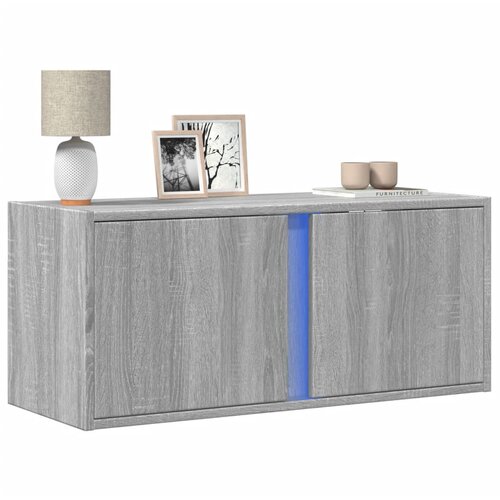  Zidni TV ormarić s LED svjetlima siva boja hrasta 80x31x35 cm Cijene