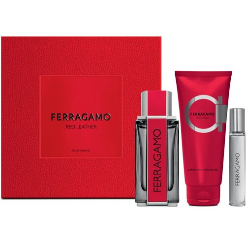 Ferragamo Red Leather darilni set za moške Cene