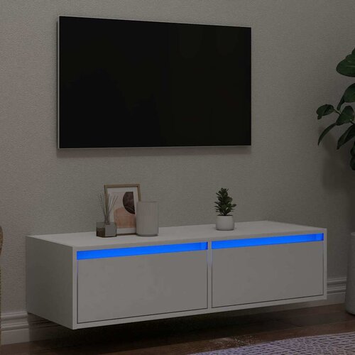 VidaXL TV omarica z LED lučkami bela 100X35,5x25 cm Slike