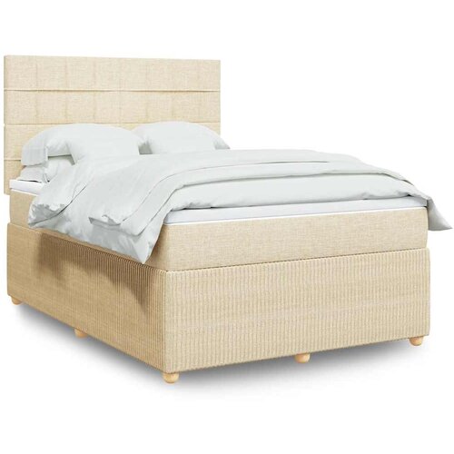  Krevet s oprugama i madracem krem 140 x 190 cm od tkanine Cijene