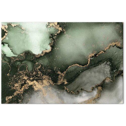  Slika - Green watercolour - abstraction inspired by the structure of marble 30x20 Akustična Cene