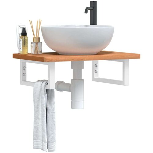  Polica za umivaonik od čelika i masivne bukovine Cijene