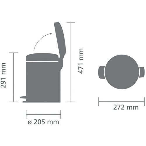 Brabantia kanta za smeće s pedalom newicon 5 l s plastičnim unutarnjim dijelom - platinum Slike