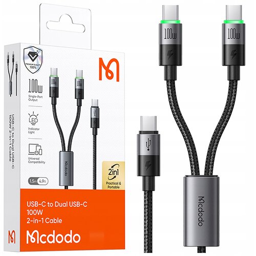 McDodo USB-C 2IN1 HITRI POLNILNI KABEL ZA IPHONE MACBOOK LED 100W 2M, (21980618) Cene