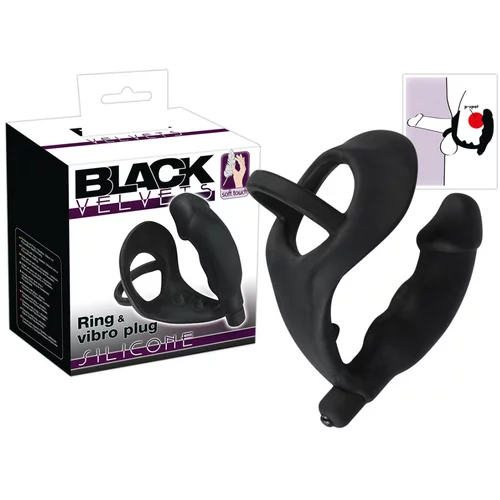 Black Velvets Black Velvet - Vibrator za penis z obročkom za penis in moda (črn)