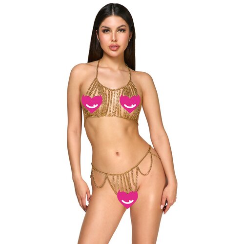 Cottelli Bikini Halterneck Body Chain Set 2450534 Golden Cene