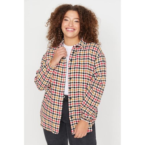 Trendyol Curve Multicolor Plaid Oversize Woven Shirt Slike