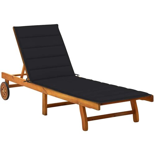  Vrtna ležaljka za sunčanje s jastukom masivno bagremovo drvo Crna 200 x 63 x 85 cm Slike