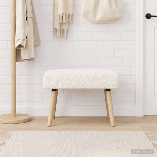  Klupa Jednobojno Krem 60 x 40 x 45 cm Boucl&amp;eacute; Slike