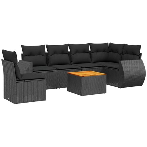 Maison Chic Seti vrtnega pohištva - Vrtna garnitura - Vrtni pohištvo set 7-delna z blazinami črn poli ratan, (21802719) Cene