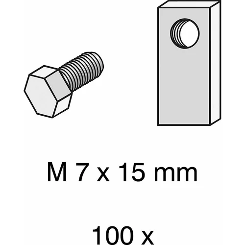 hofe Vijaki, M 7 x 15 mm, DE 100 kosov, s posebnimi maticami