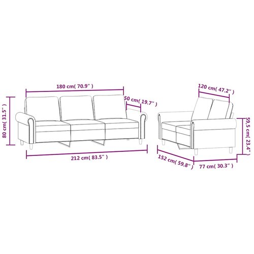  2-dijelni set sofa s jastucima smeđi bar&amp;scaron;unasti Slike