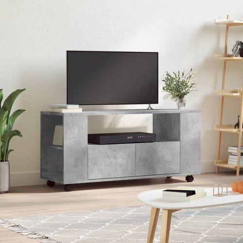 TV ormarić boja betona 102 x 34,5 x 43 cm od konstruiranog drva Slike