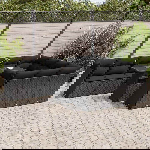 vidaXL 11-dijelni set vrtnih sofa od poliratana s jastucima crni Cijene