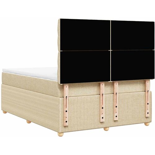  Krevet s oprugama i madracem krem 140 x 190 cm od tkanine Slike
