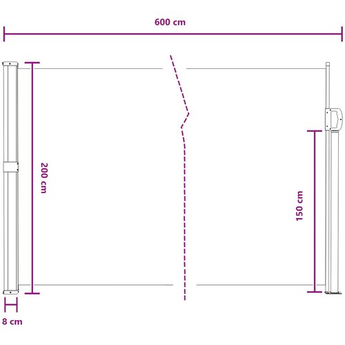  Retraktabilna bočna tende Siva 600 x 200 cm Poliester Slike