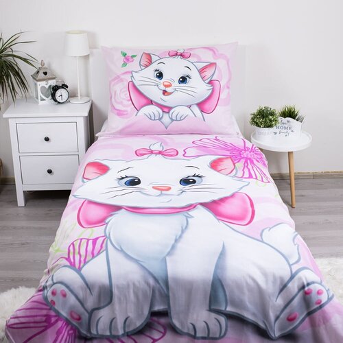 Jerry Fabrics Ružičasta pamučna dječja posteljina za krevet za jednu osobu 140x200 cm Marie Cat &amp;quot;Pink&amp;quot; &amp;ndash; Slike
