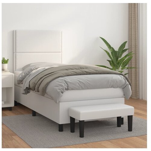  Box spring postelja z vzmetnico bel 100x200 cm umetno usnje Cene
