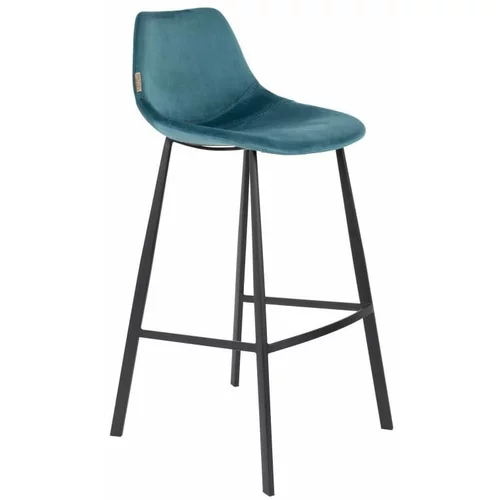 Dutchbone Komplet 2 barskih stolov petrolejno modre barve z oblazinjenjem iz žameta Dutchbone, višina 106 cm