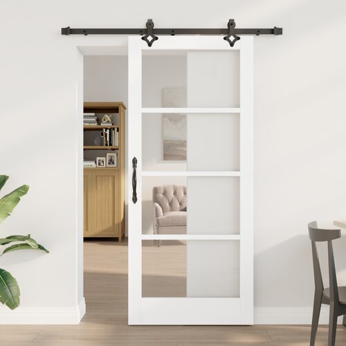 vidaXL klizna vrata s hardverom bijela 86x198.5 cm Solid Wood Pine Cijene