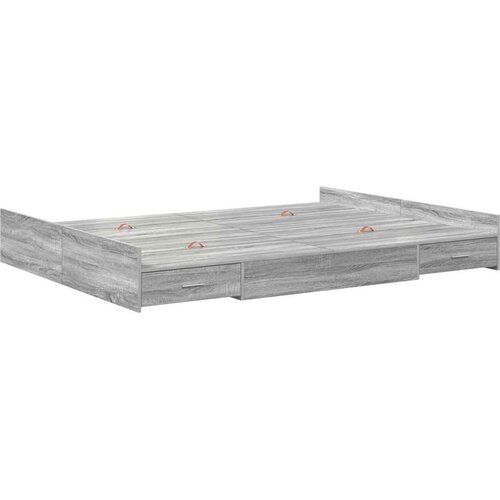  Krevet s ladicama Siva Sonoma 160 x 200 cm Konstruirano drvo Slike