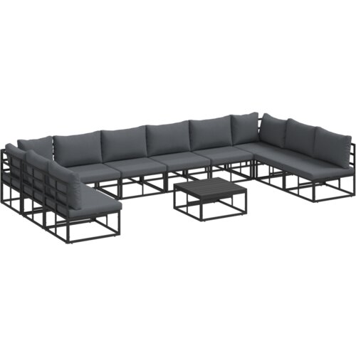VidaXL Sjedeća garnitura za vrt 11 pcs Crna 70 x 70 x 32 cm Aluminij Slike