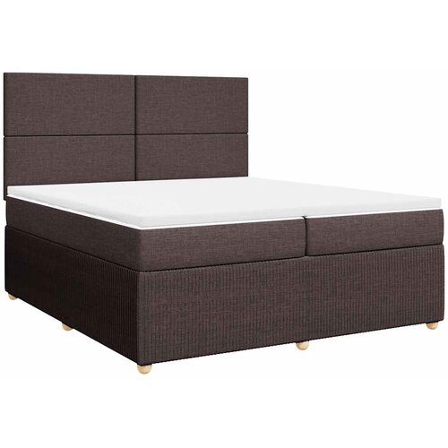  Krevet s oprugama i madracem tamnosmeđi 200x200 cm od tkanine Slike