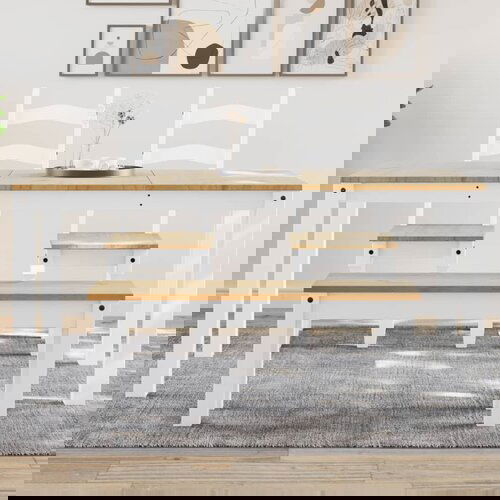  The Living Store Jedilna miza Panama bela 160x80x75 cm trdna borovina - Jedilna Miza, (21450904) Slike