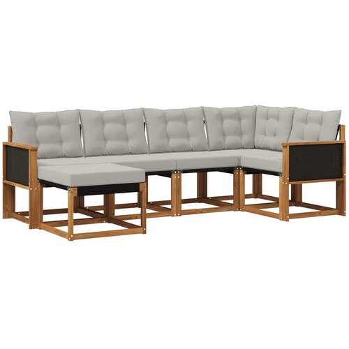 vidaXL Zunanja garnitura za sedenje 6 pcs Naravna in svetlo siva, (5000279550) Cene
