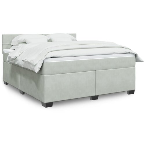 vidaXL Box spring postelja z vzmetnico svetlo siva 180x200 cm žamet Cene