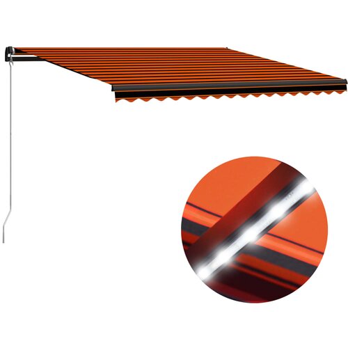 vidaXL Ročno zložljiva tenda LED 450x300 cm oranžna in rjava Cene