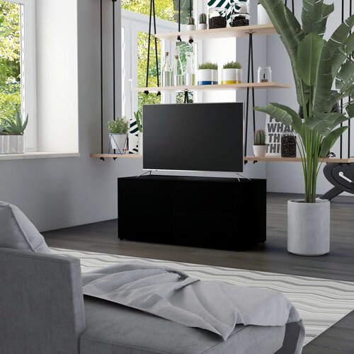 The Living Store TV omarica črna 80x34x36 cm iverna plo&amp;scaron;ča - TV Omarica, (21375084) Slike