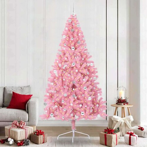vidaXL Umjetna preddekorirana božićna jelka Roza 240 cm PVC Cene