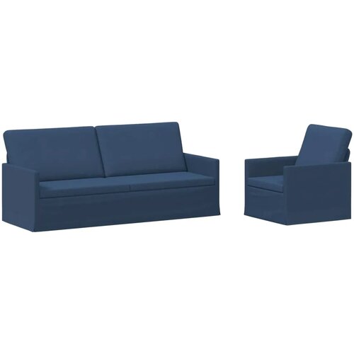  Set sofe 2 pcs Plava Tkanina - Plava 1-sjedalni + 3-sjedalni (180 cm) Slike