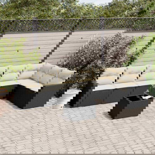 vidaXL 8-dijelni set vrtnih sofa od poliratana s jastucima crni Cijene