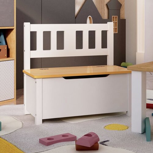 vidaXL Dječja klupa za pohranu bijela i bež 60 x 30 x 55 cm MDF Cijene