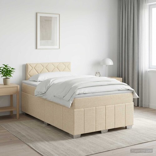  Boxspring krevet s madracem Krem 120 x 200 cm Tkanina Cijene