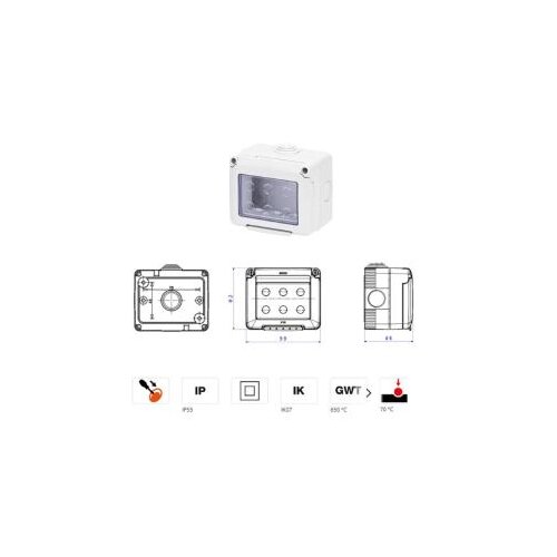 GEWISS GW27043 vodonepropusno kući&amp;scaron;te za sistemske uređaje - 3 banda - siva ral 7035 - ip55 Slike