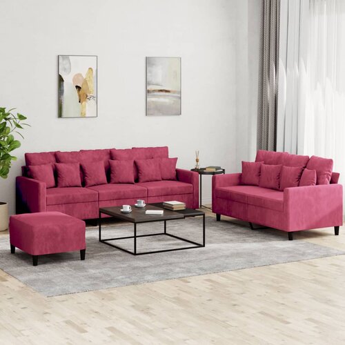  3-dijelni set sofa s jastucima crvena boja vina bar&amp;scaron;unasti Slike