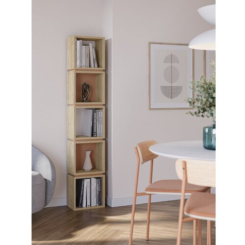 Marckeric Opečnato oranžen/v naravni barvi regal v hrastovem dekorju 32x167 cm Lofty &amp;ndash; Slike