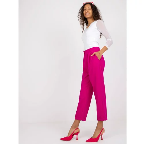 Fashion Hunters Fuchsia women's trousers from a suit with pockets RUE PARIS