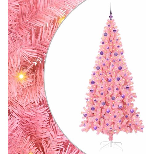 vidaXL Božično drevo med 300 LED z stojalom Roza 210 cm PVC, (5000067148) Cene