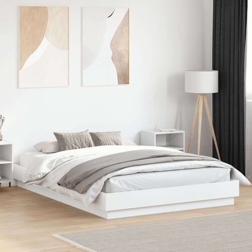  Okvir za krevet bijeli 150x200 cm konstruirano drvo Slike