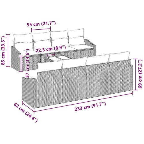  Set sofe s jastukom s jastukom 9 pcs Crna poliratan Slike