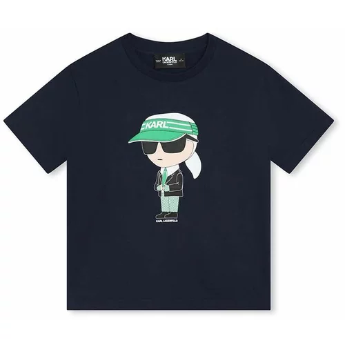Karl Lagerfeld Otroška bombažna kratka majica mornarsko modra barva