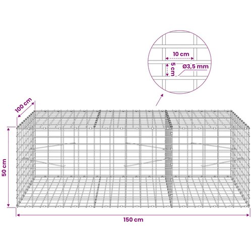  Gabion s žicom debljine 3,5 mm i mrežom 5x10 cm 150x100x50 cm Slike