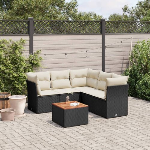 vidaXL 6-dijelni set vrtnih sofa s jastucima crni od poliratana Cijene