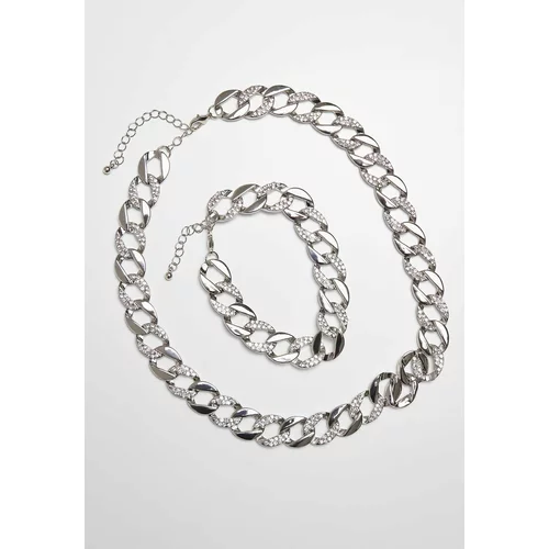 Urban Classics Accessoires Basic Set of Silver Diamond Necklaces and Bracelets