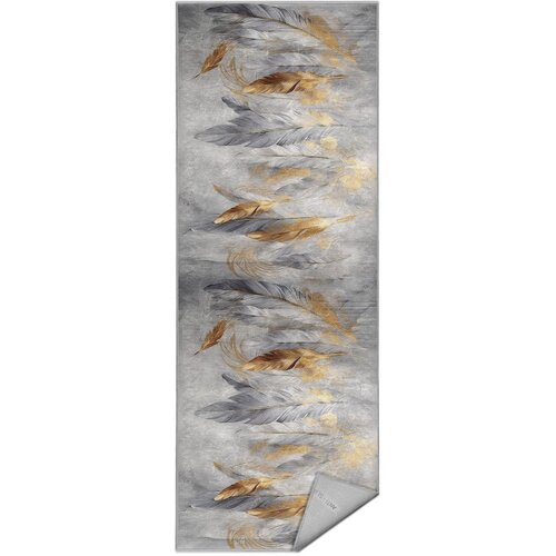 Mila Home siv/zlat pralen tekač 80x200 cm golden feathers – Cene