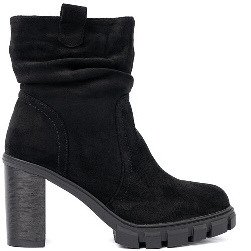 Shelvt Stylish black ankle boots with a crinkled upper Slike
